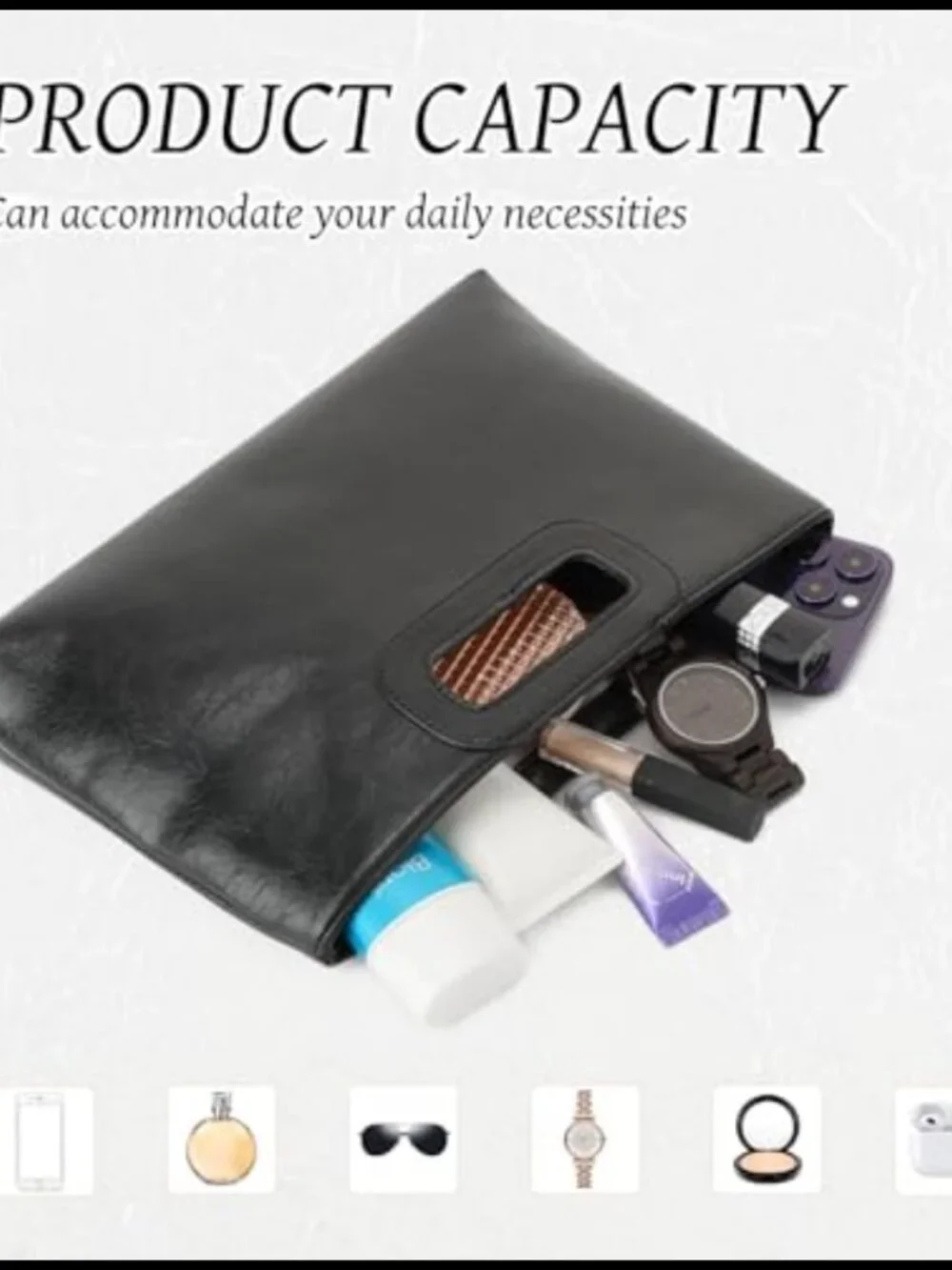 PU Leather Evening Clutch with Chain Detachable Crossbody Wedding Bag